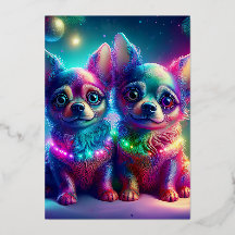 2 Jeunes Chiots Chihuahua Dans Une Scène De Noël C