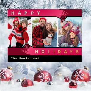 Carte De Vœux En Aluminium 3 Photo Christmas Foil
