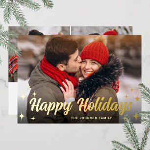 Carte De Vœux En Aluminium 3 PHOTO Sparkle Joyeux voeux de Noël Or