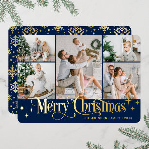 Carte De Vœux En Aluminium 5 PHOTO Sparking Joyeux or de Noël