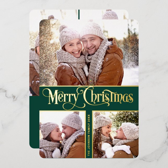 Carte De Vœux En Aluminium 6 PHOTO Simply Elegant Sparkle Christmas Gold (Recto/Verso)