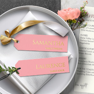 Carte De Vœux En Aluminium 8 Mariages Guest Gold Foil Berry Pink Nom Tags