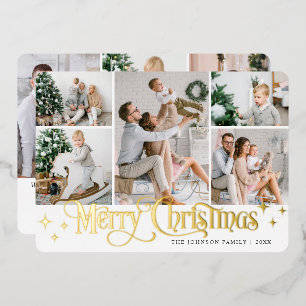Carte De Vœux En Aluminium 8 PHOTO Sparking Joyeux or de Noël