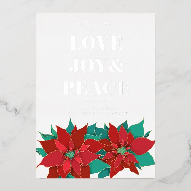 Carte De Vœux En Aluminium AIMER JOIE & PAIX Joyeux Noël (Recto)