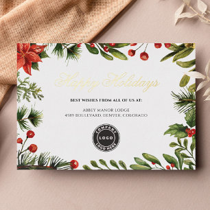 Carte De Vœux En Aluminium Ajoutez votre logo Business Christmas Gold