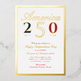 Carte De Vœux En Aluminium America 250 Semiquincentennial Patriotic Red