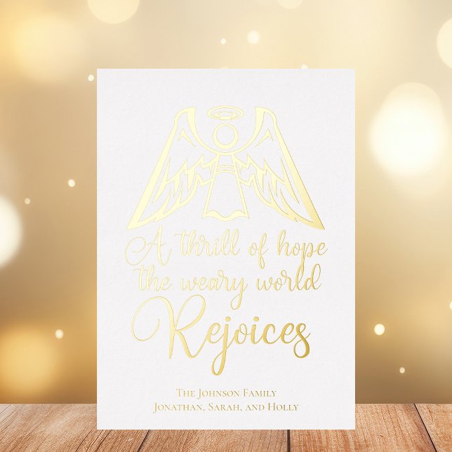 Carte De Vœux En Aluminium Angel de Noël religieux Rejoice Custom Gold (Créateur téléchargé)