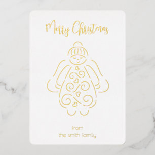 Carte De Vœux En Aluminium Angel ligne art Joyeux Noël