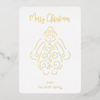 Carte De Vœux En Aluminium Angel ligne art Joyeux Noël