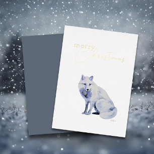 Carte De Vœux En Aluminium Aquarelle Arctic Fox Entreprise Noël