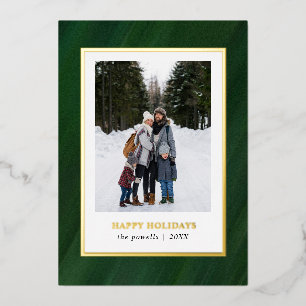 Carte De Vœux En Aluminium Aquarelle Cadre vert foncé Photo Noël