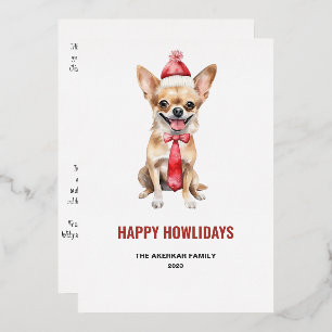 Carte De Vœux En Aluminium Aquarelle Chihuahua Joyeux Howlidays