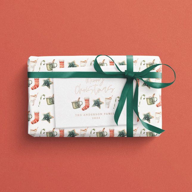 Carte De Vœux En Aluminium Aquarelle cookie de Noël boissons non photo (Créateur téléchargé)