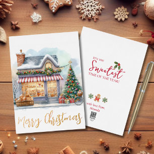 Carte De Vœux En Aluminium Aquarelle de Noël Cuisine de neige