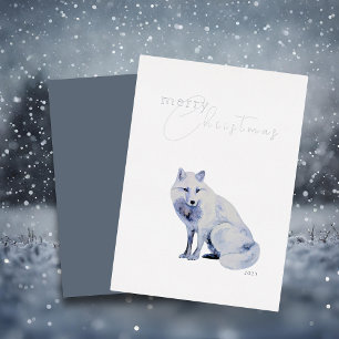 Carte De Vœux En Aluminium Aquarelle White Arctic Fox Noël