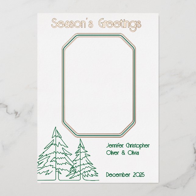 Carte De Vœux En Aluminium Arbre de Noël graphique minimal (Recto)