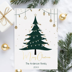 Carte De Vœux En Aluminium Arbre de Noël minimaliste moderne non photo