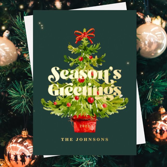 Carte De Vœux En Aluminium Arbre de Noël moderne simple et élégant (Créateur téléchargé)