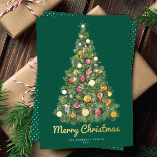 Carte De Vœux En Aluminium Arbre de Noël rétro chatoyant non photo