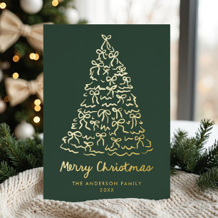 Carte De Vœux En Aluminium Arbre de Noël Whimsical Vaches Pine vert non photo
