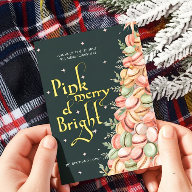 Carte De Vœux En Aluminium Arbre Macros Merry & Pink Aquarelle (Créateur téléchargé)