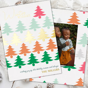Carte De Vœux En Aluminium Arbres de Noël de Vœux d'Hiver Photo