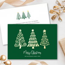Arbres de Noël verts Script Nom Or Réel