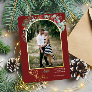 Carte De Vœux En Aluminium Arch Greenery Joyeux Noël Photo Bourgogne