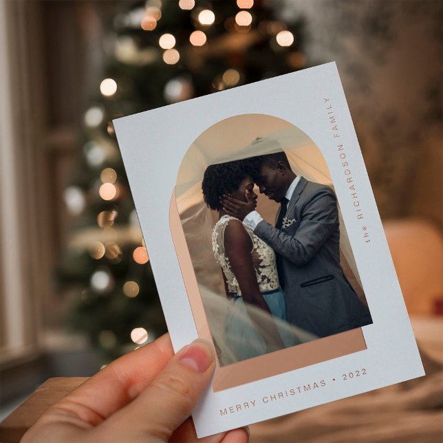 Carte De Vœux En Aluminium Arche de Noël simple | Deux photos modernes (Créateur téléchargé)