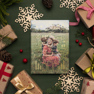 Carte De Vœux En Aluminium Art moderne minimaliste de la ligne de Noël   5 Ph