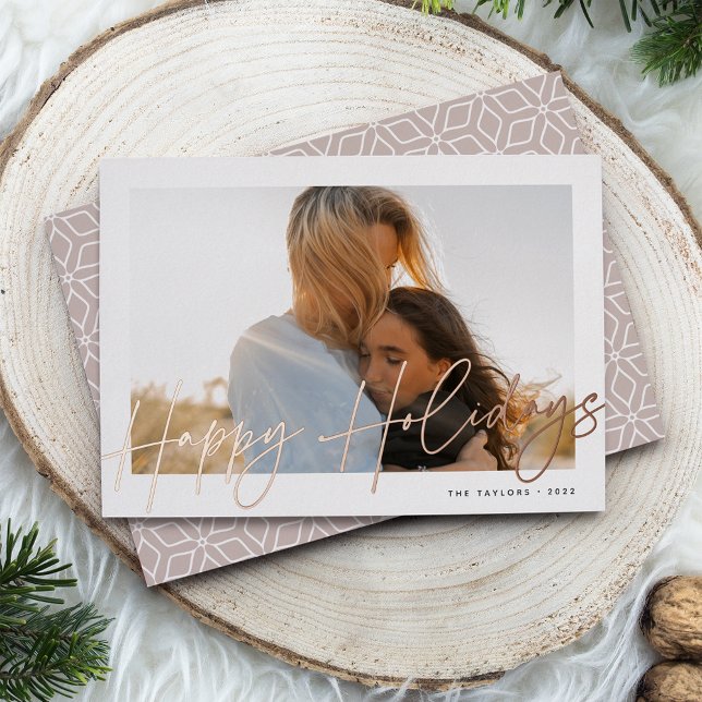 Carte De Vœux En Aluminium Autographe | Joyeuses fêtes photo horizontale (Créateur téléchargé)