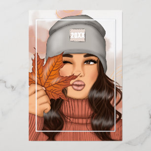 Carte De Vœux En Aluminium Automne Saisonnière Cosy - Noël