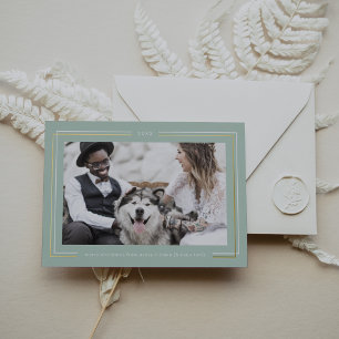 Carte De Vœux En Aluminium AVERY Papier doré Vert menthe Photo de Noël pour c