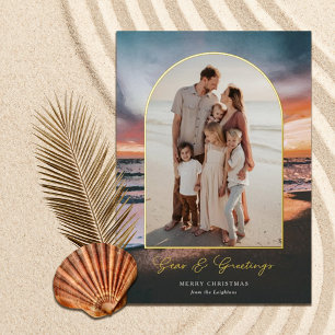 Carte De Vœux En Aluminium Beach Sunset Painting Seas and Greetings Photo