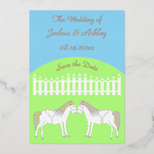 Carte De Vœux En Aluminium Beau Cheval Mariage Blanc Personnalisé