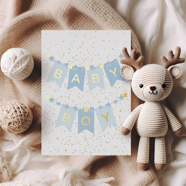 Carte De Vœux En Aluminium Bébé garçon Félicitations Foil Card (Créateur téléchargé)