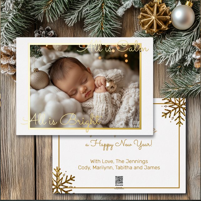 Carte De Vœux En Aluminium Bébé Photo Gold de Noël (Créateur téléchargé)