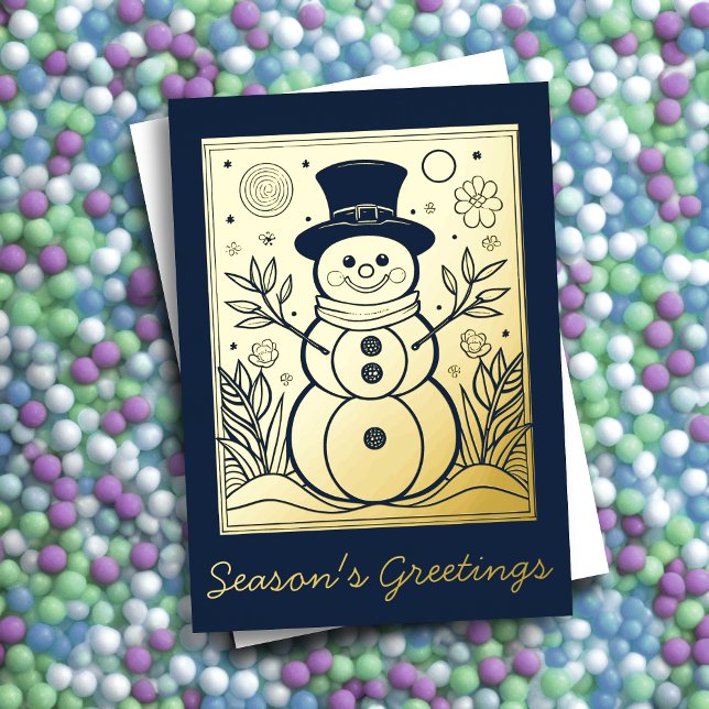 Carte De Vœux En Aluminium Belle Bonnes Fêtes de Snowman (Créateur téléchargé)