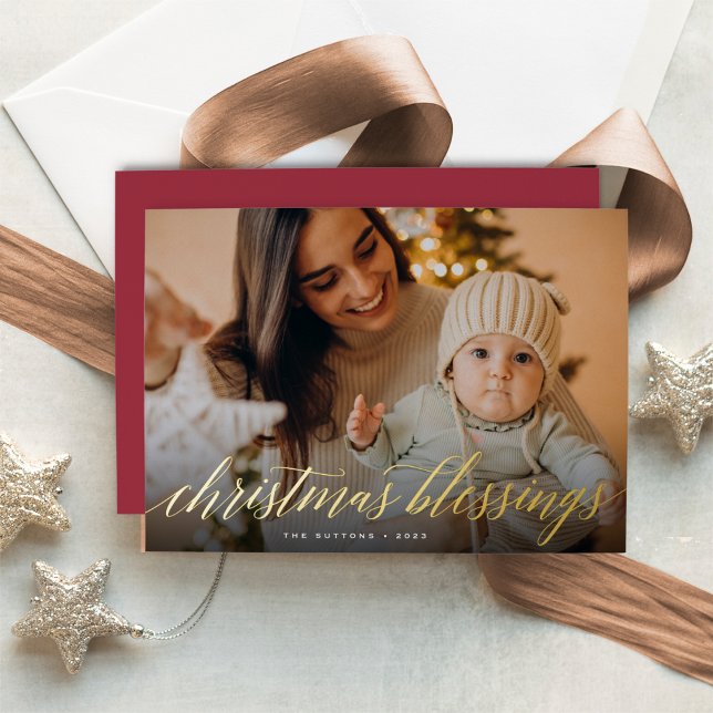 Carte De Vœux En Aluminium Bénédictions de Noël Pleine photo (Créateur téléchargé)
