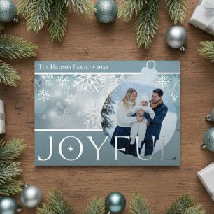 Carte De Vœux En Aluminium Bleu classique Fléau de neige Bleu Joyful Bulb Pho