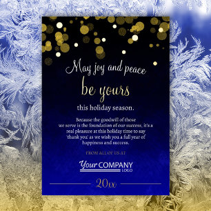 Carte De Vœux En Aluminium Blue and Gold Shimmery Lights Entreprise Noël