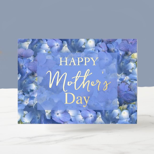 Carte De Vœux En Aluminium Blue Hydrangeas Blooms Mother's Day    (Créateur téléchargé)