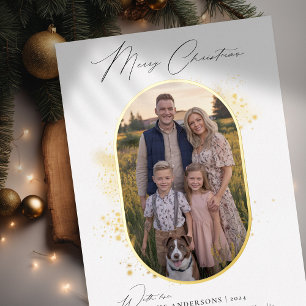Carte De Vœux En Aluminium Boho Modern Minimaliste Gold Splash Photo Noël