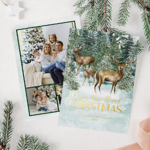 Carte De Vœux En Aluminium Bois d'hiver Russe Photo de Noël Or