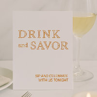 Boisson blanche et or et savourer barre Mariage Co