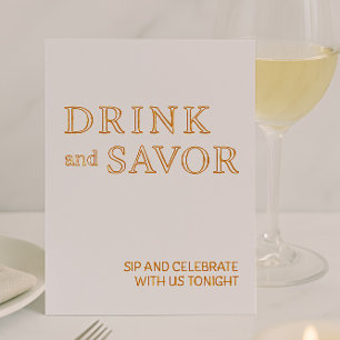 Carte De Vœux En Aluminium Boisson blanche et or et savourer barre Mariage Co