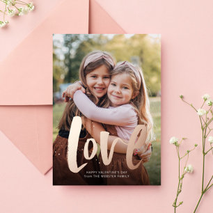 Carte De Vœux En Aluminium Bold love rose or une photo Valentine