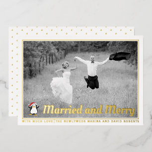 Carte De Vœux En Aluminium Bold Marié et Joyeux Noël photo or