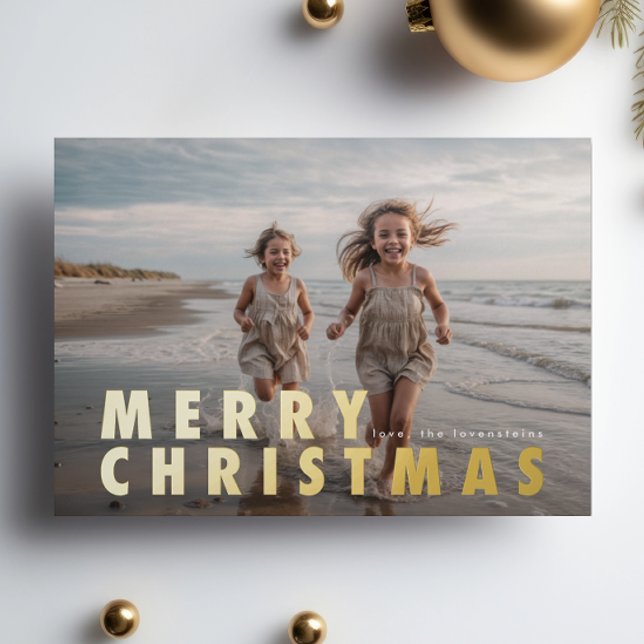 Carte De Vœux En Aluminium Bold Modern OR Joyeux Noël Photo (Créateur téléchargé)