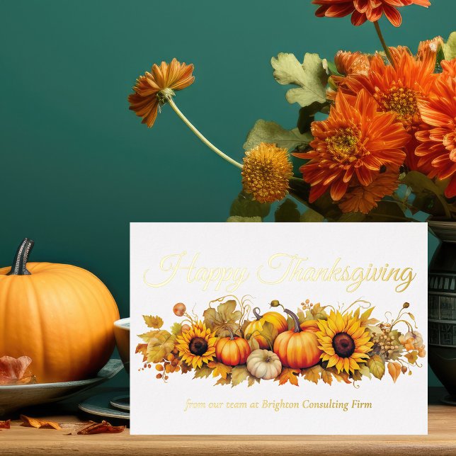 Carte De Vœux En Aluminium Bon thanksgiving Citrouilles Custom Business Gold (Créateur téléchargé)